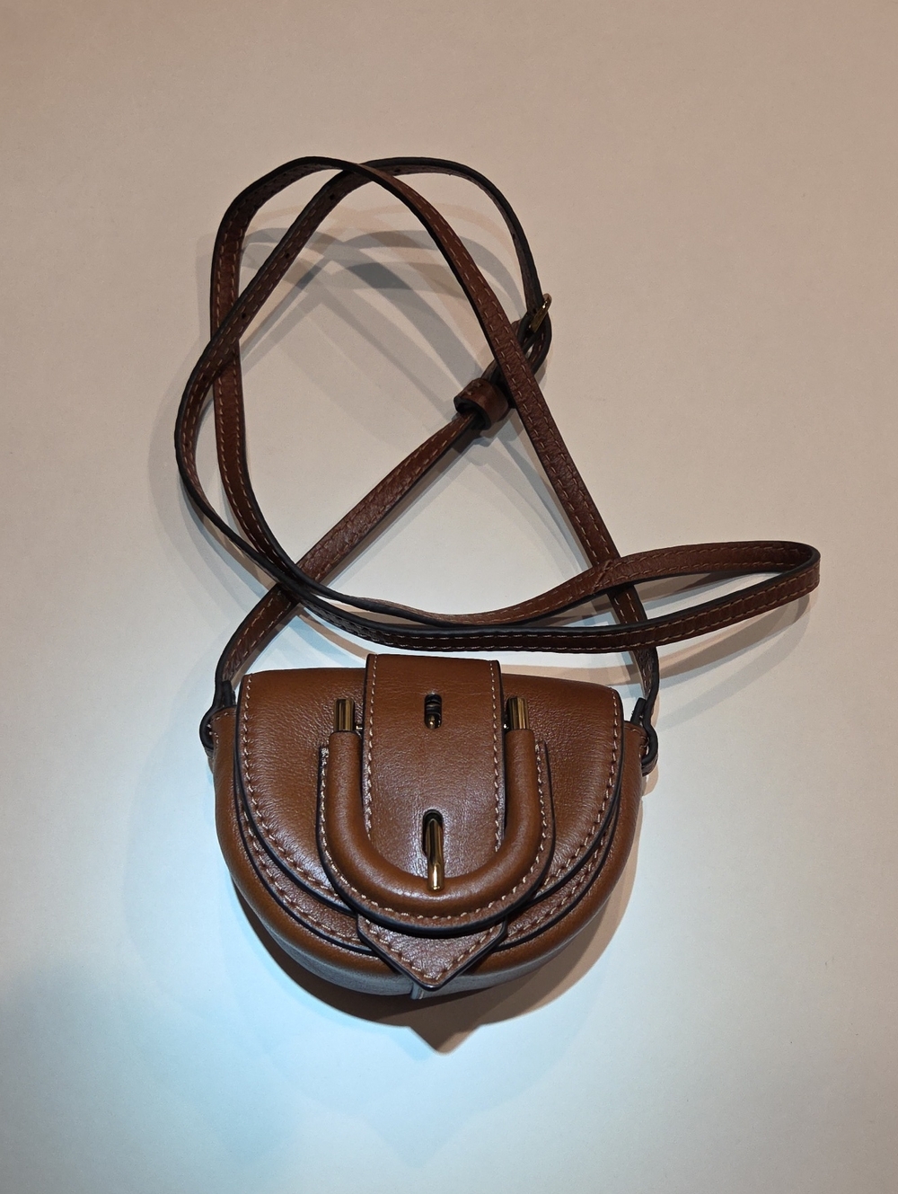 Fossil Brown Leather Crossbody Mini Bag Magnetic Closure